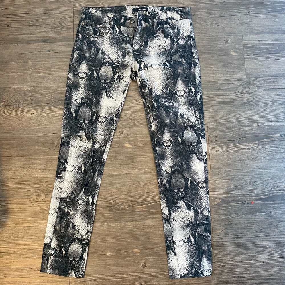 Snake Print Jeans Pants Black and White